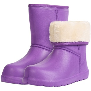 冬季EVA加绒雨靴男士高筒加棉雨鞋 超轻防滑水鞋女加厚一体绒胶鞋