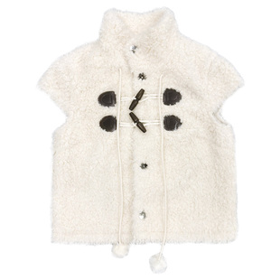 【现货】易碎商店·慵懒假日新款环保皮草马甲上衣羊羔毛立领外套