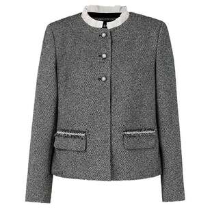 NAERSI娜尔思香风短外套时尚气质香颂花纱时髦意趣春秋季上衣女