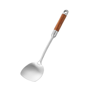 316不锈钢小锅铲迷你煎铲厨房家用防烫木柄宿舍户外短炒菜铁铲子