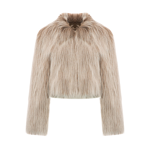 BB BLUE原创设计 甜酷飒风辣妹环保皮草长毛毛茸茸短款外套女冬季