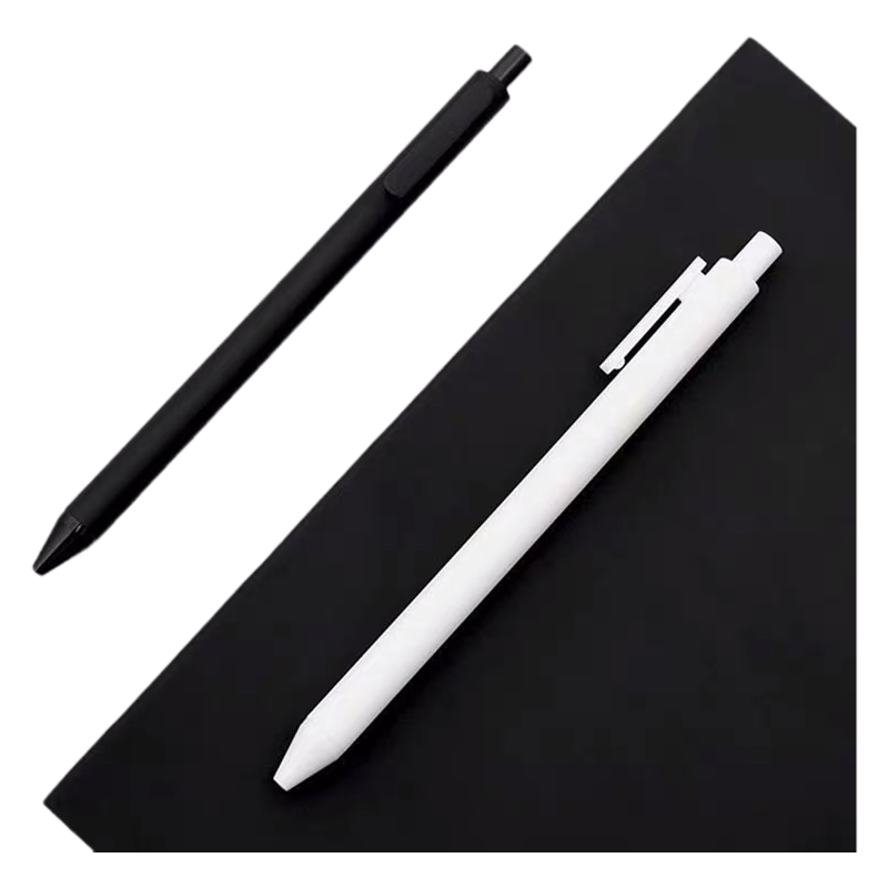 kaco书源中性笔简约黑白纯色磨砂按动水笔无印风文艺学生黑色笔考试用按压式水性签字笔0.5mm官方好笔