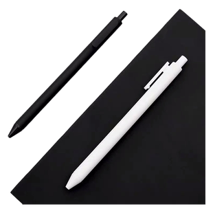 kaco书源中性笔简约黑白纯色磨砂按动水笔无印风文艺学生黑色笔考试用按压式水性签字笔0.5mm官方好笔