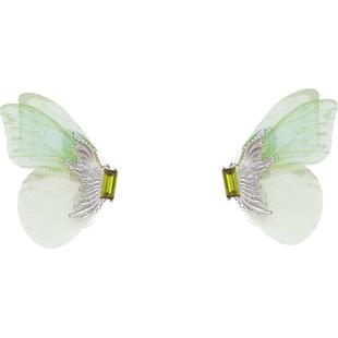 森系超仙独特蝴蝶翅膀耳钉简约小众设计感夸张耳环高级感个性耳饰