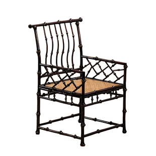 筇竹太师椅官帽椅大漆竹编靠背喝茶椅主人椅新中家具式泡茶竹椅子