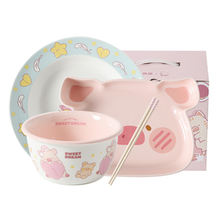 川岛屋&lulu猪联名 可爱餐具一人食碗碟套装女生乔迁暖房生日礼物