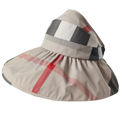 户外韩国进口格纹可折空顶帽子