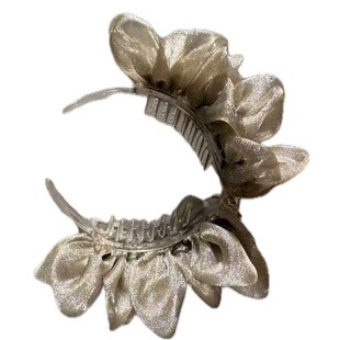 薄纱花朵美拉德后脑勺发卡抓夹大号复古丸子头抓夹发量多发饰