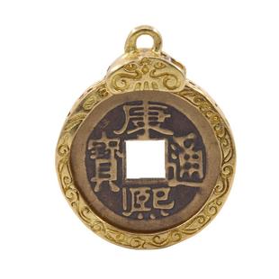 古币铜钱康熙嘉庆通宝外壳硬币纪念币钥匙扣挂件边框包边吊坠空托