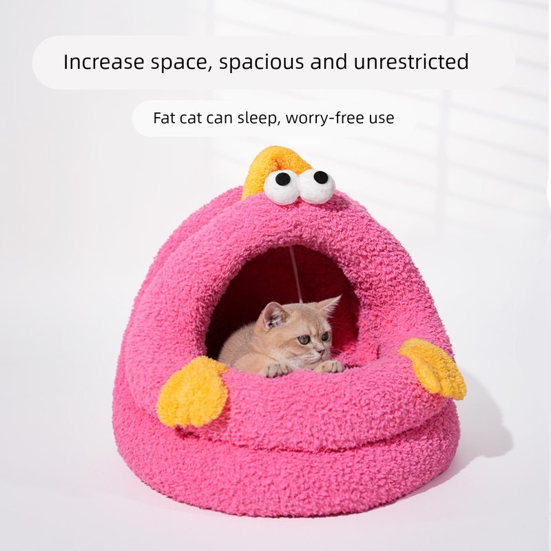 猫窝冬天保暖猫咪安全窝半封闭式加厚冬季防寒狗窝网红幼猫屋睡窝
