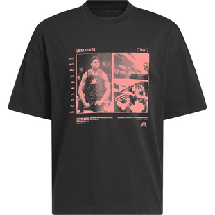 Adidas/阿迪达斯正品2025夏季款男士休闲宽松图案篮球短袖JW2931