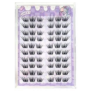 国风感!虾兵蟹将假睫毛凌乱分段单簇柔软自然仿真妈生免胶假睫毛