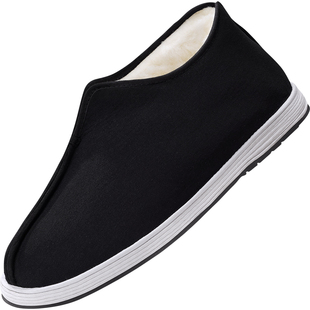 老北京布鞋男冬2025新款老头棉鞋加绒加厚老式防滑羊毛保暖老人鞋