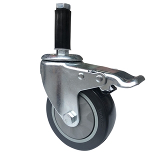 精益管脚轮2寸3寸4寸防静电膨胀万向轮复合线棒圆管插杆刹车轮子