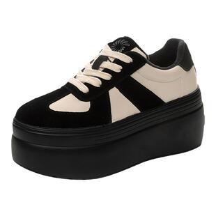 8cm厚底松糕鞋女2026新款春秋单鞋增高鞋子小个子真皮休闲鞋板鞋