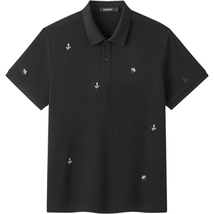 gxg.jeans男装 多色满身刺绣休闲时尚通勤翻领短袖polo衫夏季热销