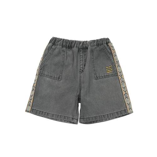 DifferentRiver2023春季儿童水洗织带复古风牛仔童款休闲运动短裤
