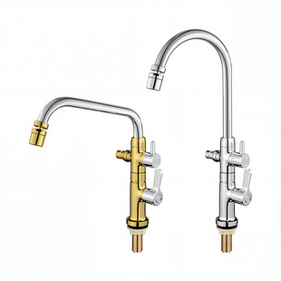 NannLiuu双用拖把池水龙头一进二出大理石洗衣机龙头户外浇花龙头