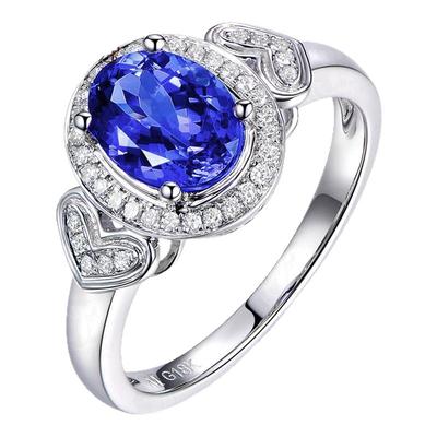 米莱18k金镶嵌天然坦桑石戒指