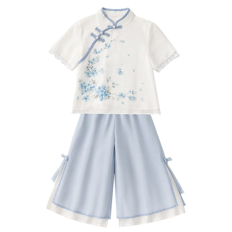汉服女童夏季2026新款儿童新中式国风套装女孩日常可穿古风两件套