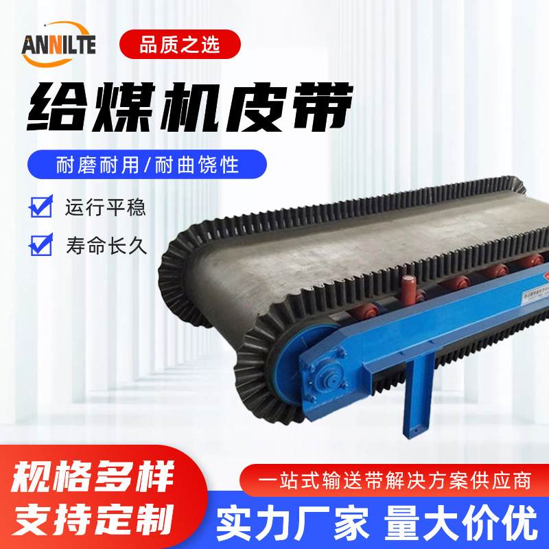 济南安耐厂家黑色橡胶给煤机给料机输送带皮带配料环形称称重皮带