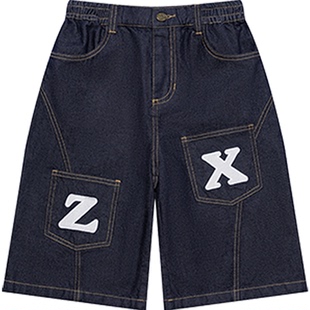 XXZXX牛仔七分短裤男女同款潮牌童装亲子装 2026年夏季新款1601