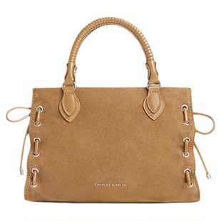 CHARLES&KEITH26秋新品CK2-30782918-1小号绒面绑带手提托特包
