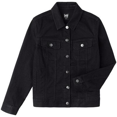 Lee标准版型经典翻领黑色女士牛仔夹克外套休闲潮流LWT010853201
