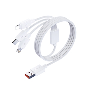 ARUN海陆通芯智X三合一充电线6A快速USB白色适用于苹果华为通用型Type-CLightning1.2米数据线快充数据传输
