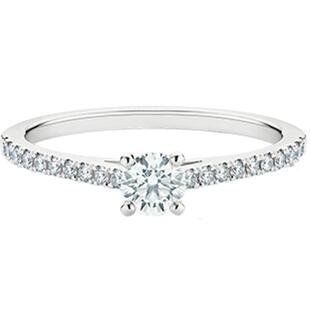 [情人节礼物]戴比尔斯 DB Classic  Pavé   圆形明亮式切割钻戒