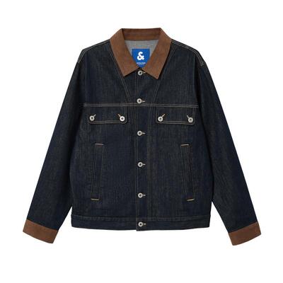 绫致杰克琼斯男装秋冬牛仔夹克外套高街时尚百搭拼色尖领休闲