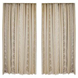 双层遮光窗帘纱布一体公主风法式奶茶色ins网红蕾丝纱挂钩式成品