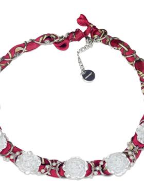 丝巾玫瑰珍珠小众设计项链