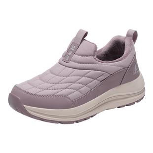 足力健老人鞋女鞋冬季加绒保暖老年防滑运动休闲鞋妈妈一脚蹬棉鞋