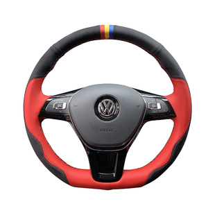 大众高尔夫7Rline迈腾速腾POLO凌渡朗逸手缝磨砂方向盘套翻毛真皮