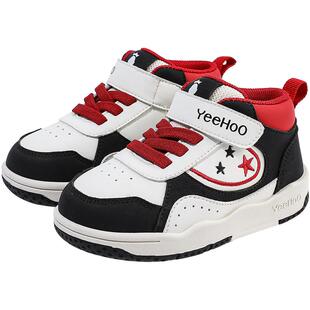 英氏童鞋儿童高帮运动鞋冬季新款加绒男童鞋保暖女童休闲鞋宝宝鞋