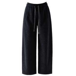 羊毛醋酸毛呢阔腿裤女小个子裤子冬2025新款九分女裤加绒弯刀裤