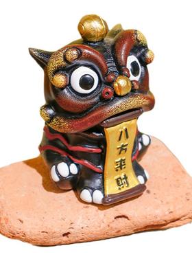 狮三百®中国醒狮可爱卡通桌面创意手工树脂摆放摆件客厅装饰送礼