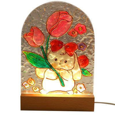 元旦手绘小夜灯水波纹板涂鸦