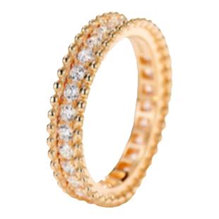 排钻戒指女纯银镀18.K玫瑰金时来运转圆珠边满钻叠戴对戒个性礼物