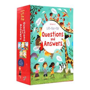 Usborne Questions and Answers问与答儿童启蒙读物 你问我答科学立体翻翻书动物自然 恐龙 时间 食物英文原版科普翻翻书精装大开