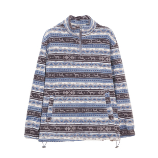 花吉C064蓝灰提花摇粒绒立领拉链卫衣女2025新款秋冬宽松上衣