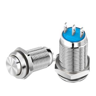 10 12mm金属按钮开关 防水防尘抗暴圆形自锁复位小型开关常闭常开