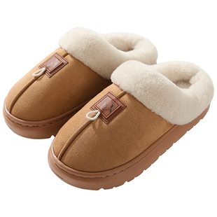 泰迪爱兰秋冬情侣防滑麂皮绒EVA保暖拖鞋