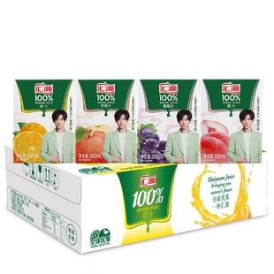 汇源100%桃汁200ml礼盒整箱汇源果汁纯果汁饮料浓缩0添加果蔬汁