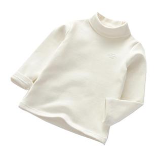 儿童纯棉半高领加厚长袖纯棉女童打底衫秋冬男童保暖上衣宝宝纯色