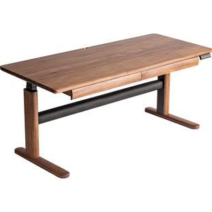 北美黑胡桃电动书桌实木可升降桌电控桌子智能办公学习长工作台