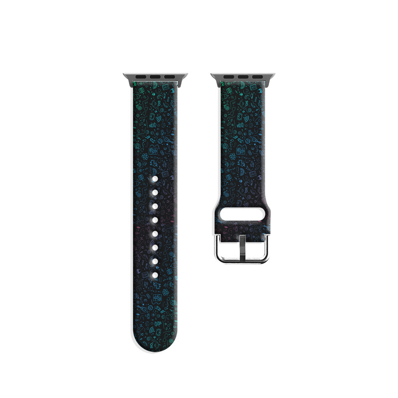 暗黑腰果适用iwatchs11/10苹果手表表带SE硅胶Applewatchs9/8/7新
