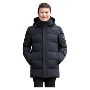 【可脱卸帽】雅鹿中老年爸爸装羽绒服男士中长款商务连帽父亲冬装