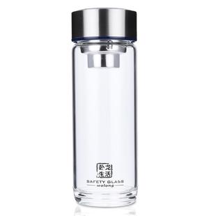 卧龙单层玻璃杯加厚男大容量500ml车载钢化防摔泡茶杯水杯子家用